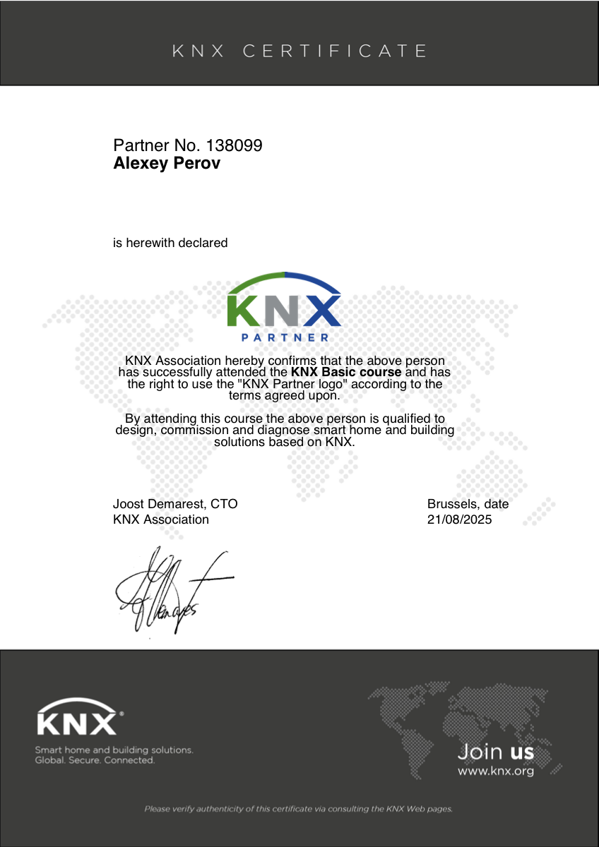 Сертификат KNX